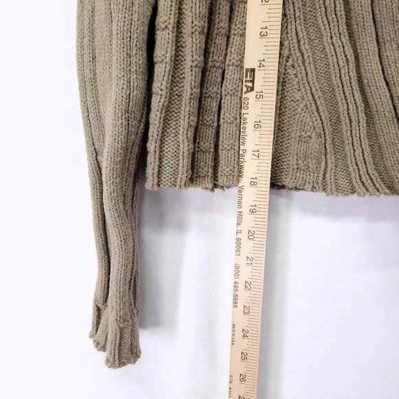 LILITH Wool Blend Cropped Sweater Size Medium Distress Green Long Sleeve - Picture 5 of 16